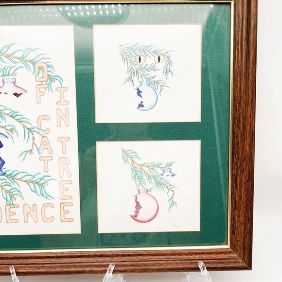 Larry Nason Ink Artwork Evidence Of Cat In A Tree Framed Original Wall Art Print - Picture 3 of 8